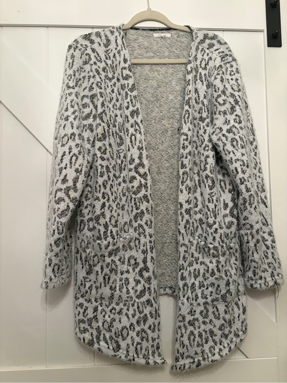 Maurices Gray Leopard Open-Front Teddy Jacket